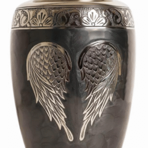 Angel Wings Memorial Urn – Black & Silver Finish