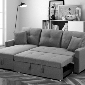 Reversible pullout bed: grey and black