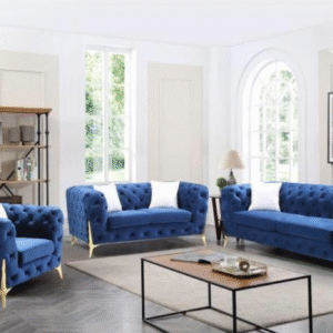 Velvet grey, black, blue and cream with turfed