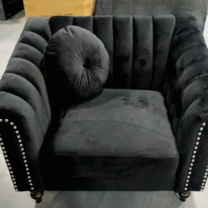 Velvet sofa set in dark grey and black